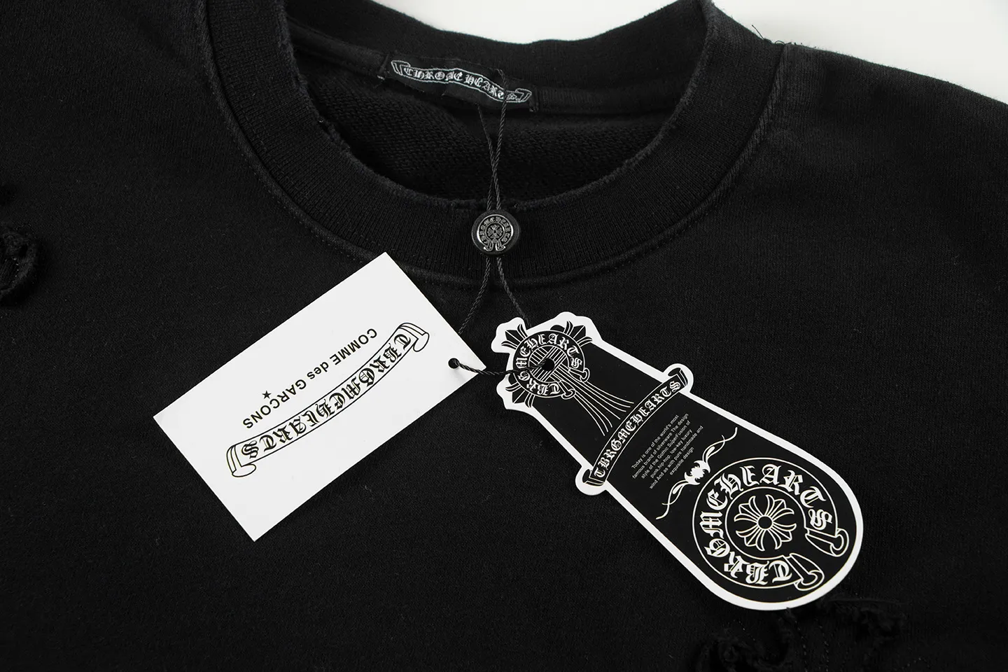 P290 Chrome Hearts Chrome Hearts Diamond Horseshoe Print Appliqué Embroidered Round Neck Sweatshirt Size: SMLXL Color: White Black